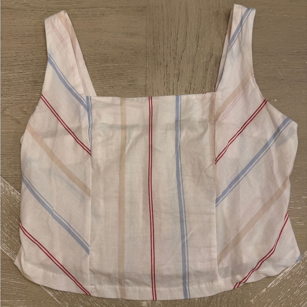Maurices Red White & Blue Striped Crop Tank Top NWOT